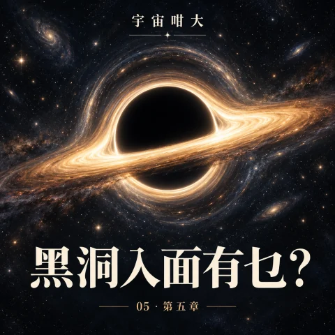 黑洞剪影被明亮吸積盤與彎曲光線包圍。